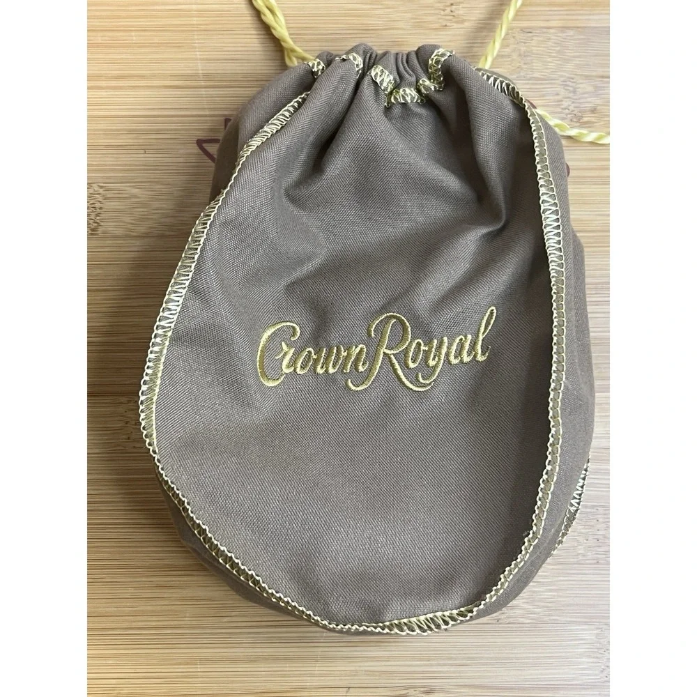 Crown Royal Tan Taupe Drawstring Bag Gold Embroidery Collectible Pouch Whiskey‎